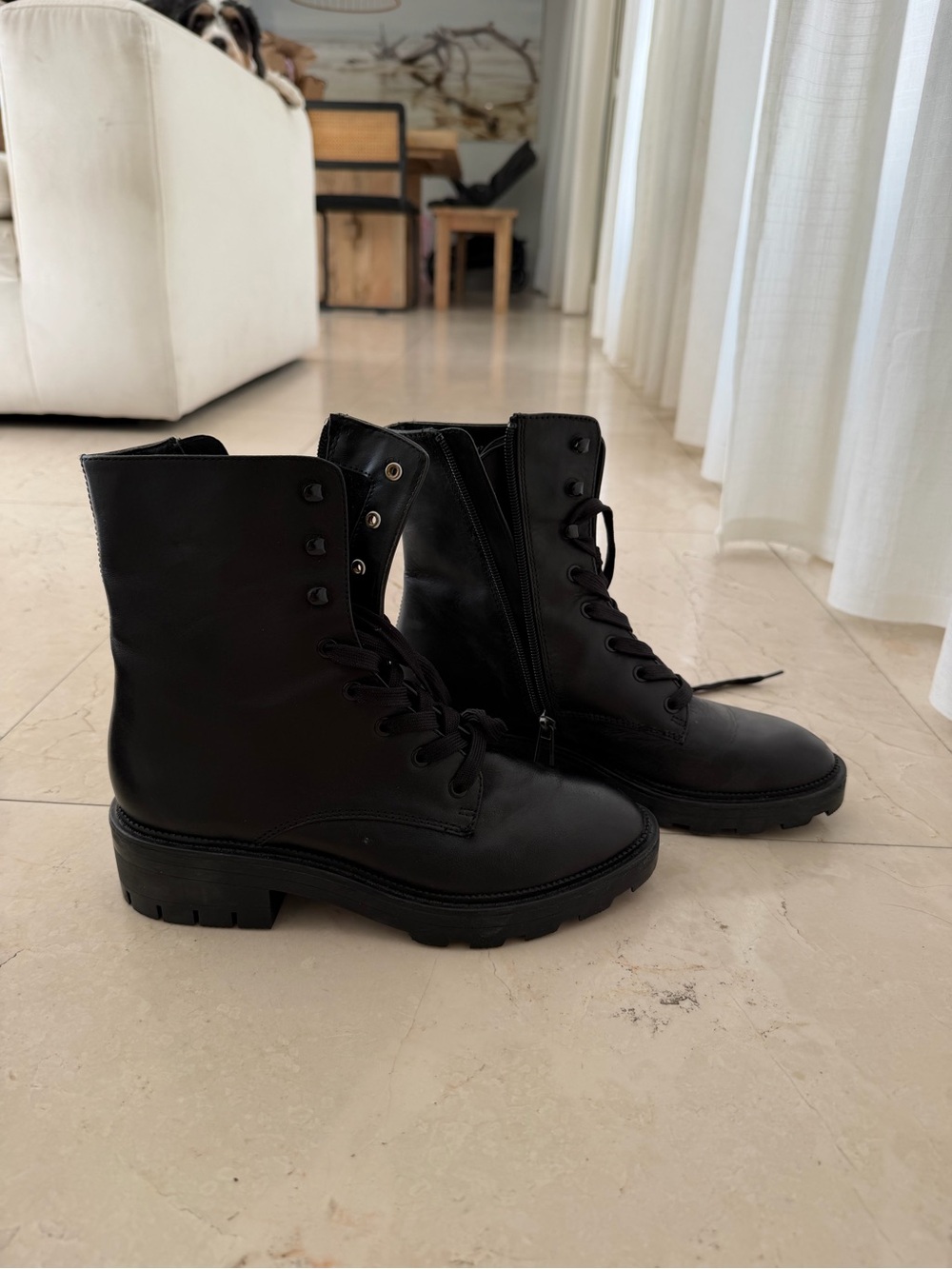 Dolce Vita Black Lace-Up Combat Boots